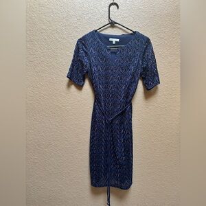 Sandra Darren Navy Lace Midi Dress